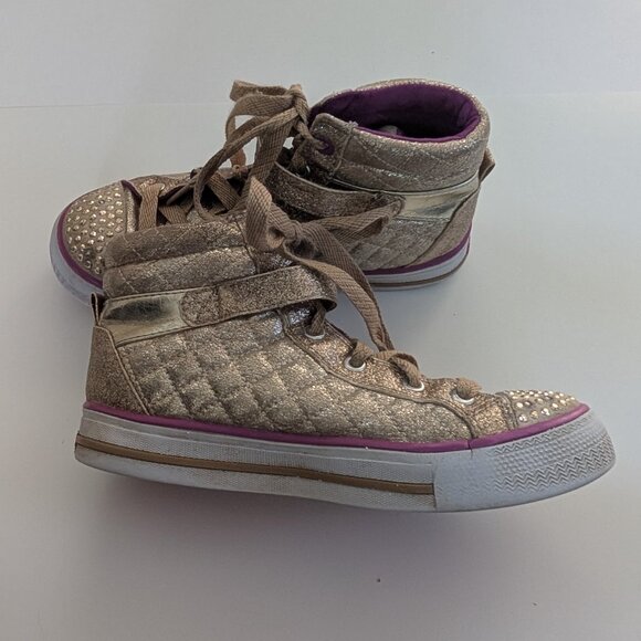 Sketchers Twinkle Toe High Top in Glitter Gold, Big Girl Size 4 - Picture 4 of 13